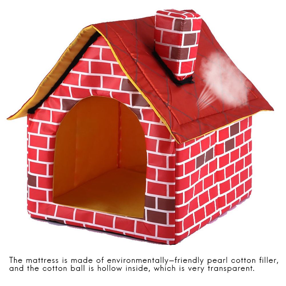 Portable Cat Puppy Home Red Brick Pet Dog House Warm And Cozy Cat Bed Dog Kennel House