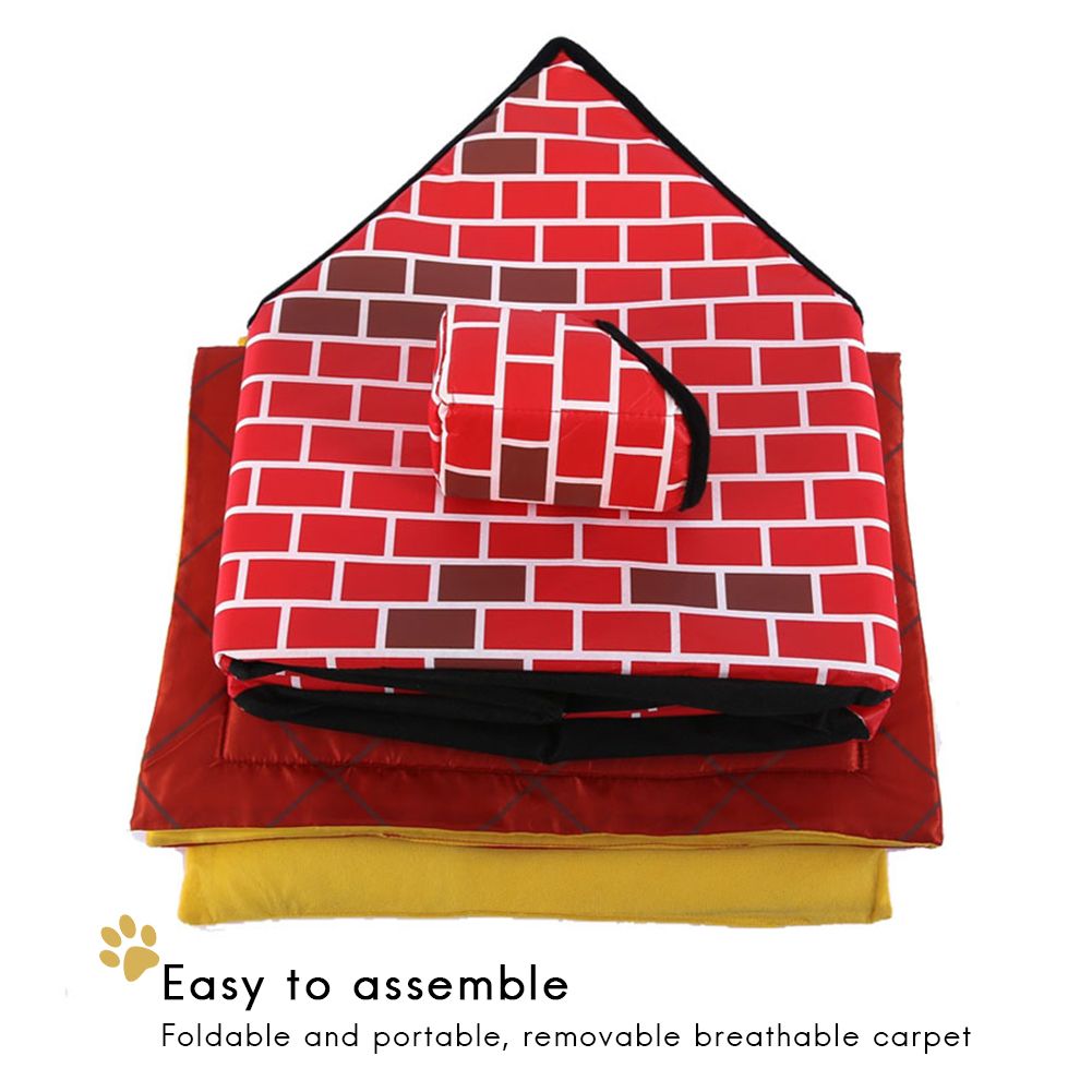 Portable Cat Puppy Home Red Brick Pet Dog House Warm And Cozy Cat Bed Dog Kennel House