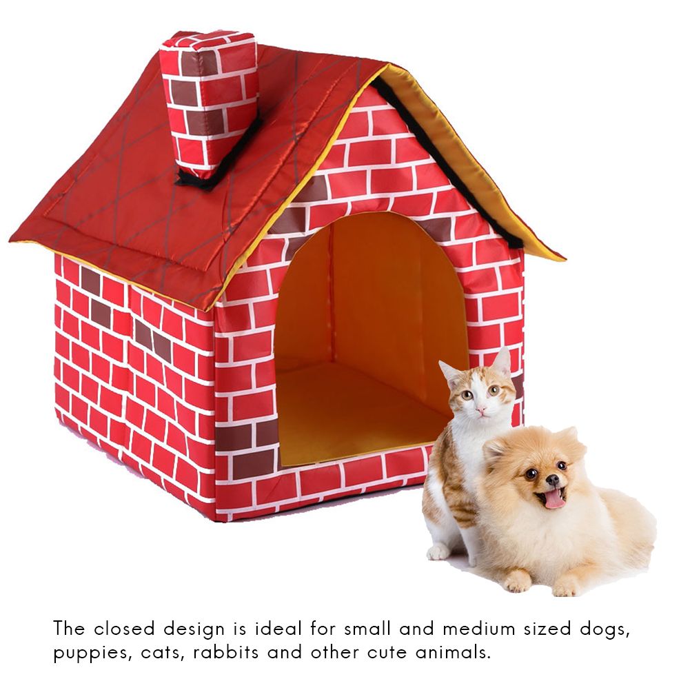 Portable Cat Puppy Home Red Brick Pet Dog House Warm And Cozy Cat Bed Dog Kennel House