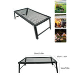 Folding Campfire Grill Heavy Duty Steel Grate Portable Over Fire Camping Grill for Outdoor Open Flame Cooking - Close-Up Angle