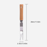Hand Weeding Fork Manual Weed Extractor Stainless Steel Grass Remover with Long Prongs and Ergonomic Handle - Side View