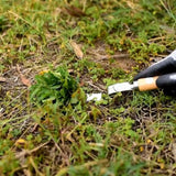 Hand Weeding Fork Manual Weed Extractor Stainless Steel Grass Remover with Long Prongs and Ergonomic Handle - Top-Down View