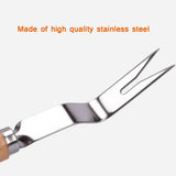Hand Weeding Fork Manual Weed Extractor Stainless Steel Grass Remover with Long Prongs and Ergonomic Handle