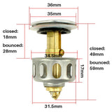 Universal Wash Basin Bounce Drain Filter Kitchen Bathroom Strainer Sink Drain Stopper - Front View