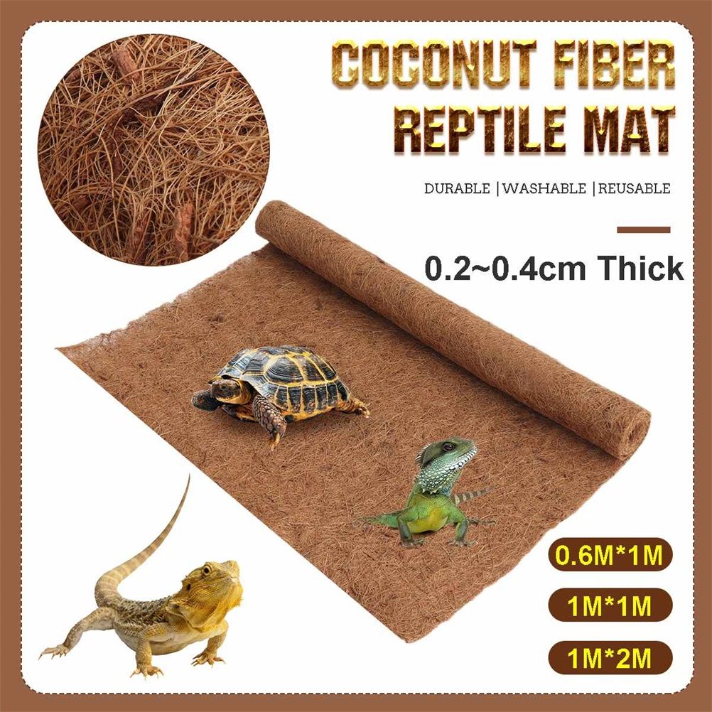 Reptile Mat Coconut Fiber Turtles Pet Mat Habitat Carpet Mat Substrate for Lizards Turtles Snakes Iguana