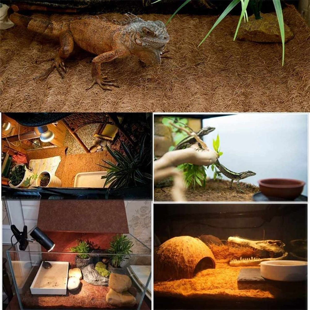 Reptile Mat Coconut Fiber Turtles Pet Mat Habitat Carpet Mat Substrate for Lizards Turtles Snakes Iguana