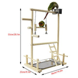Double Layer Wooden Bird Stand Including Ladder Swing Bell Bird Athletic Toy Stand