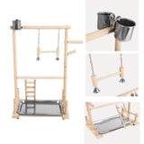Double Layer Wooden Bird Stand Including Ladder Swing Bell Bird Athletic Toy Stand - Top-Down View