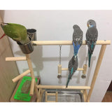 Double Layer Wooden Bird Stand Including Ladder Swing Bell Bird Athletic Toy Stand