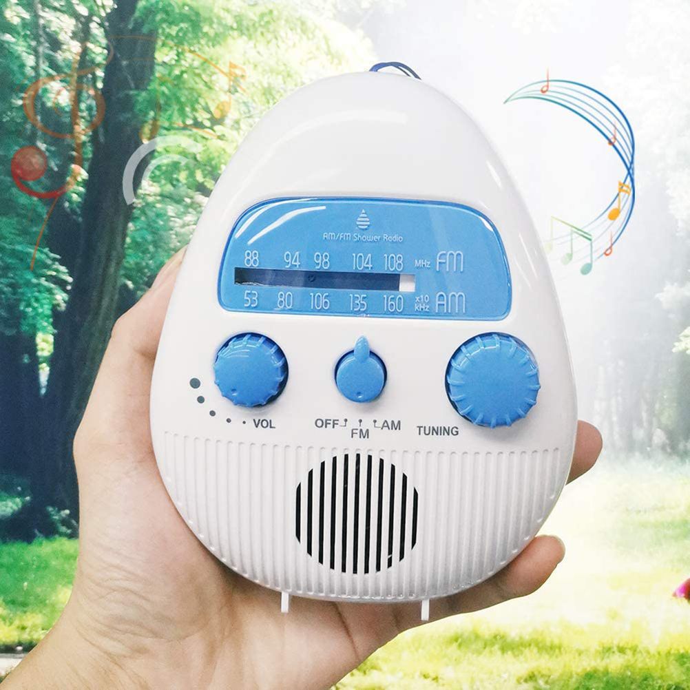 Mini Shower Radio Waterproof Bath Radio Battery Powered FM/AM Radio