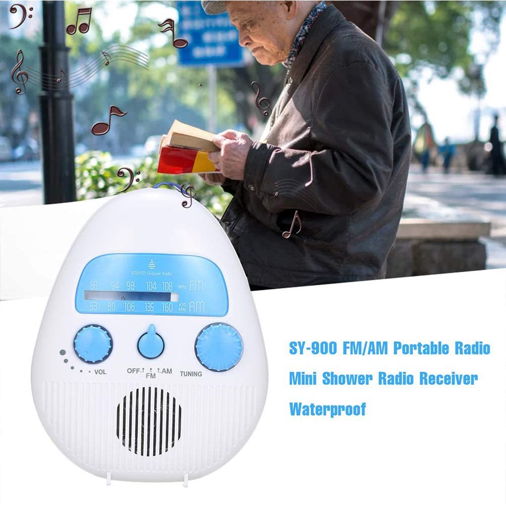 Mini Shower Radio Waterproof Bath Radio Battery Powered FM/AM Radio