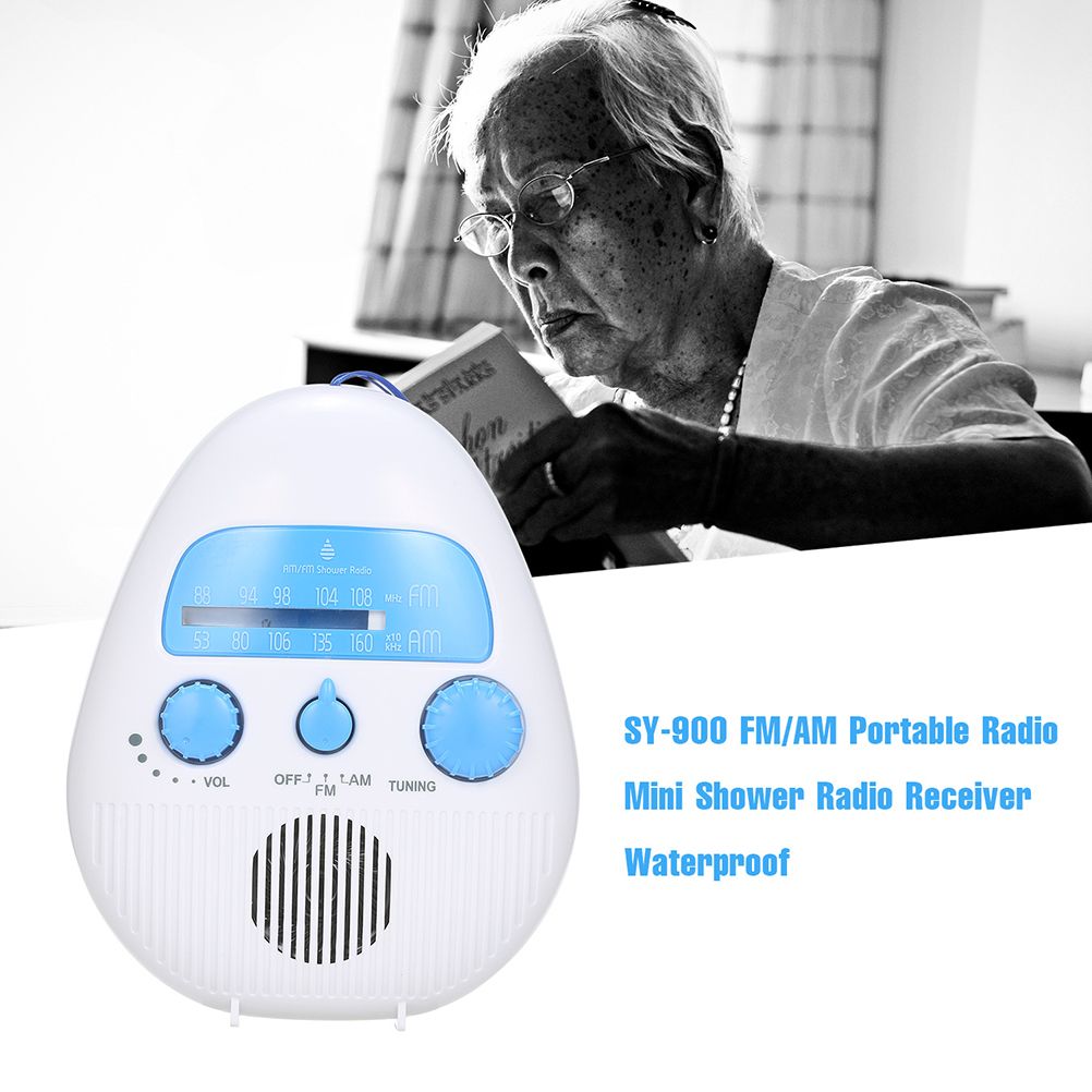 Mini Shower Radio Waterproof Bath Radio Battery Powered FM/AM Radio