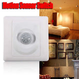 220V Automatic Infrared PIR Body Motion Sensor Switch Wall Mount LED Night Light - 45-Degree Angle
