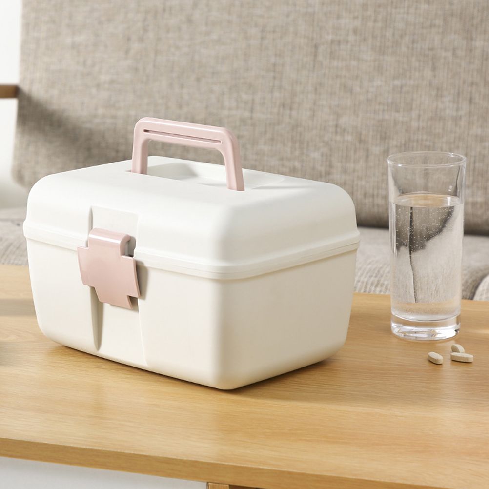 First Aid Kit 2 Layer Medicine Box Portable Emergency Medicine Box for Home Office