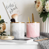 Nordic Desktop Marble Storage Tank Ceramic Cosmetic Brush Pen Holder Tableware Storage Holder Home Office Kitchen - Rear View