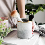 Nordic Desktop Marble Storage Tank Ceramic Cosmetic Brush Pen Holder Tableware Storage Holder Home Office Kitchen
