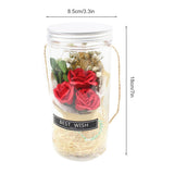 Romantic Eternal Rose Never Withered Rose Night Light Wishing Bottle Preserved Flowers Soap Rose Flower Glass Wishing Bottle - Side View