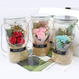 Romantic Eternal Rose Never Withered Rose Night Light Wishing Bottle Preserved Flowers Soap Rose Flower Glass Wishing Bottle - Close-Up Angle