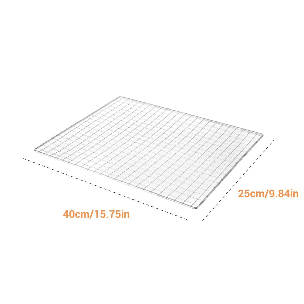 2Pcs Grill Mesh Mats Stainless Steel Non Stick Mesh Grill Mats Back Grids for Grilling Meat Vegetable Seafood