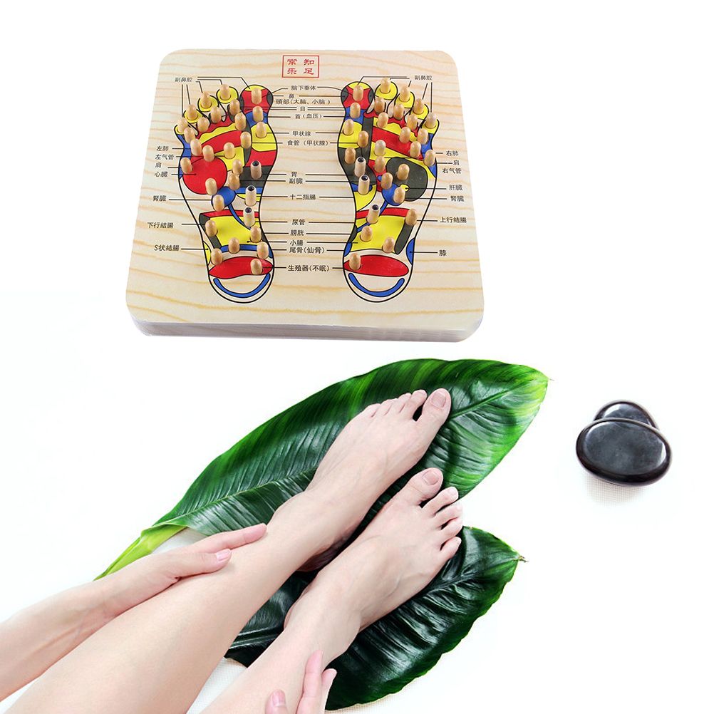Wooden Foot Massage Board Acupoint Foot Massager Reflexology Chart