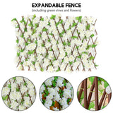 Wooden Retractable Fence Expanding Fence Hedge With Artificial Flower Leaves Garden Decoration Trellis Screen