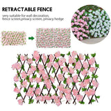 Wooden Retractable Fence Expanding Fence Hedge With Artificial Flower Leaves Garden Decoration Trellis Screen