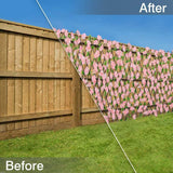 Wooden Retractable Fence Expanding Fence Hedge With Artificial Flower Leaves Garden Decoration Trellis Screen - Top-Down View
