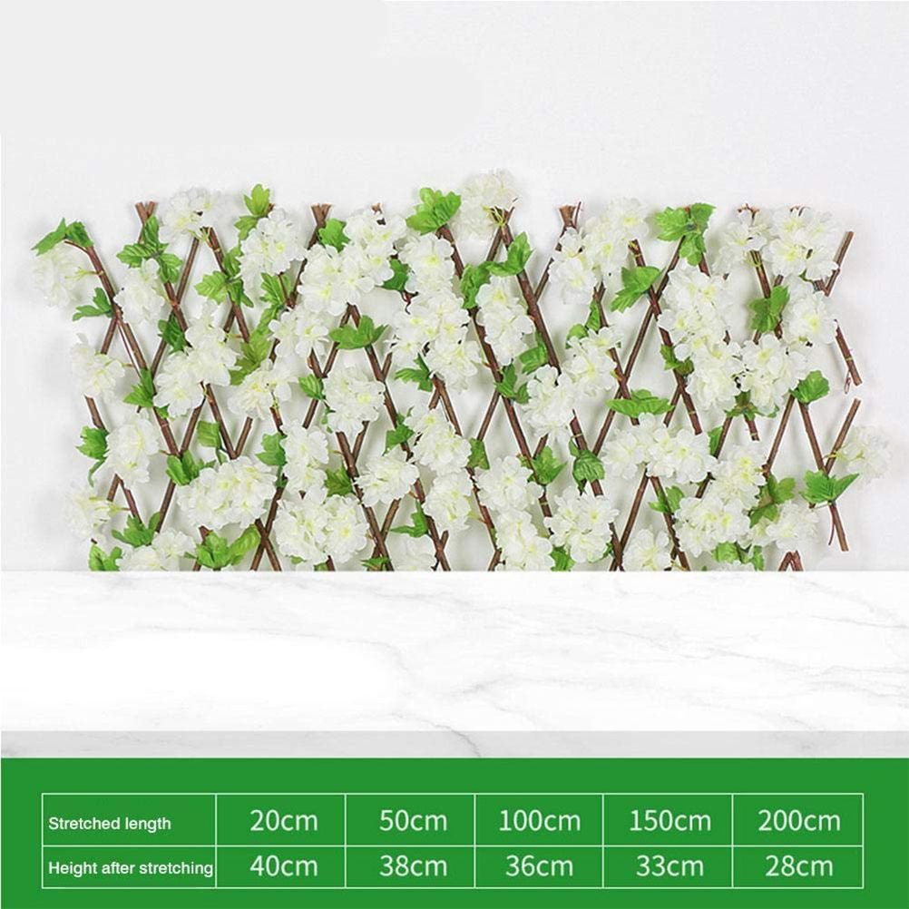 Wooden Retractable Fence Expanding Fence Hedge With Artificial Flower Leaves Garden Decoration Trellis Screen