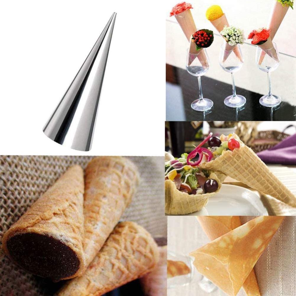 10PCS Stainless Steel Cream Horn Molds Baking Cones Cream Horn Forms Ice Cream Mold Standing Cone Shape