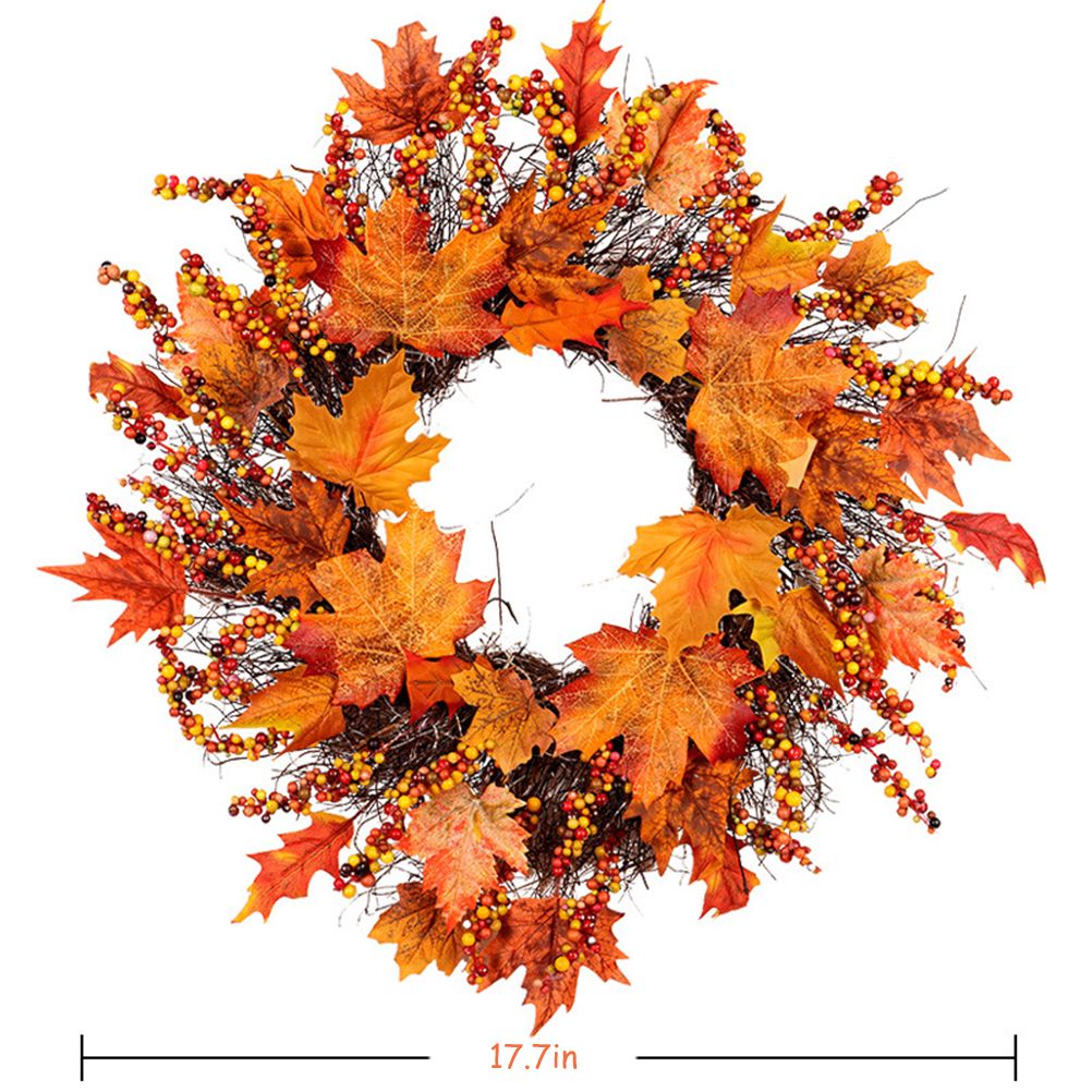 Maple Leaf Wreath Door Hanging Thanksgiving Wreath Halloween Vine Ornament