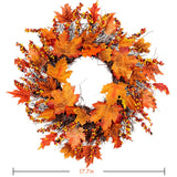 Maple Leaf Wreath Door Hanging Thanksgiving Wreath Halloween Vine Ornament - Top-Down View