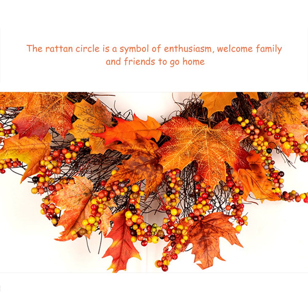 Maple Leaf Wreath Door Hanging Thanksgiving Wreath Halloween Vine Ornament