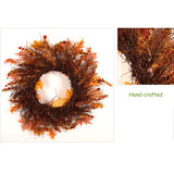 Maple Leaf Wreath Door Hanging Thanksgiving Wreath Halloween Vine Ornament - Rear View