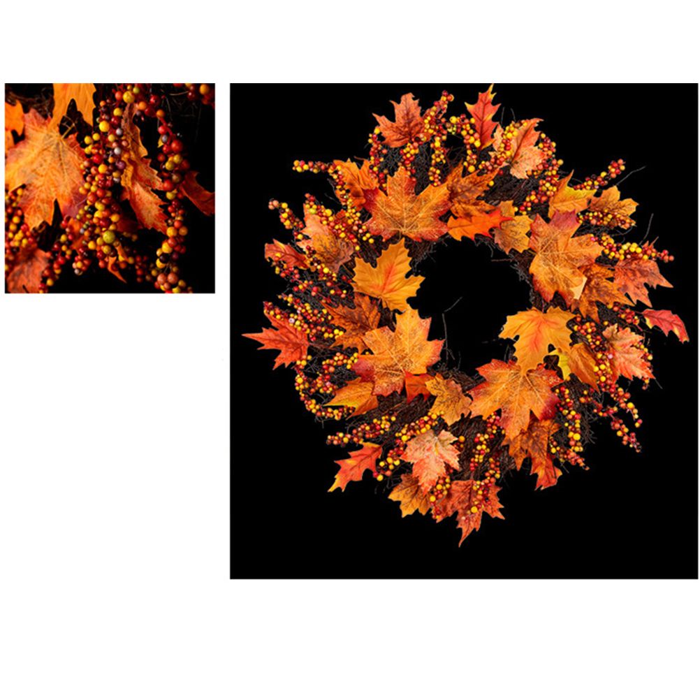 Maple Leaf Wreath Door Hanging Thanksgiving Wreath Halloween Vine Ornament