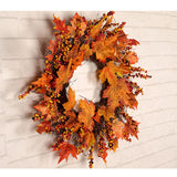 Maple Leaf Wreath Door Hanging Thanksgiving Wreath Halloween Vine Ornament - Low Angle
