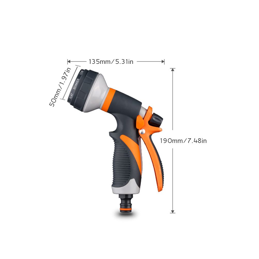 Garden Hose Nozzle Sprayer Hand Shower 8 Adjustable Irrigation Pattern High Pressure Hand Sprayer for Watering Lawn Car Washing