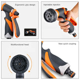 Garden Hose Nozzle Sprayer Hand Shower 8 Adjustable Irrigation Pattern High Pressure Hand Sprayer for Watering Lawn Car Washing