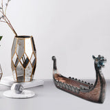 Resin Viking Ships Incense Stick Holder Retro Ships Ornament Exquisite Beautiful Home Decoration Ornaments - Side View