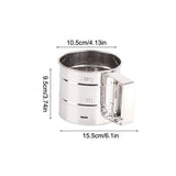 Stainless Steel Shaker Sieve Cup Mesh Crank Flour Sifter with Measuring Scale for Flour Icing Sugar