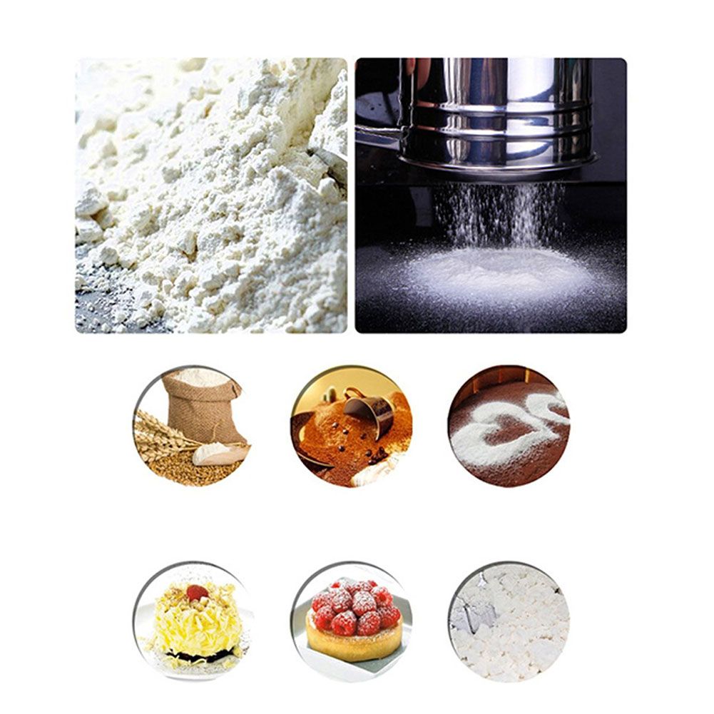 Stainless Steel Shaker Sieve Cup Mesh Crank Flour Sifter with Measuring Scale for Flour Icing Sugar