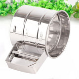 Stainless Steel Shaker Sieve Cup Mesh Crank Flour Sifter with Measuring Scale for Flour Icing Sugar - Rear View
