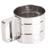 Stainless Steel Shaker Sieve Cup Mesh Crank Flour Sifter with Measuring Scale for Flour Icing Sugar