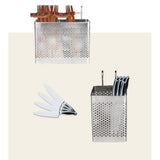 Kitchen Utensil Storage Holder Stainless Steel Fork Chopsticks Storage Organizer Tableware Holder - Side View