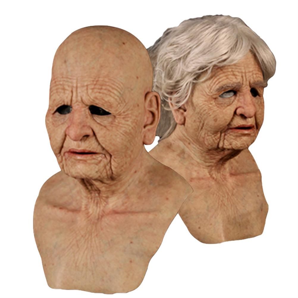 Halloween Latex Face Cover Novelty Old Man Horror Heagear for Masquerade Party