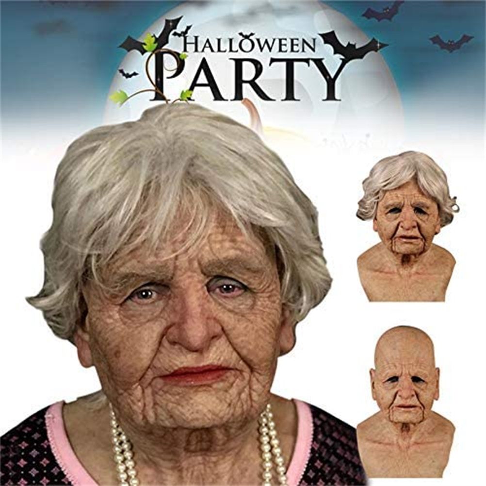 Halloween Latex Face Cover Novelty Old Man Horror Heagear for Masquerade Party