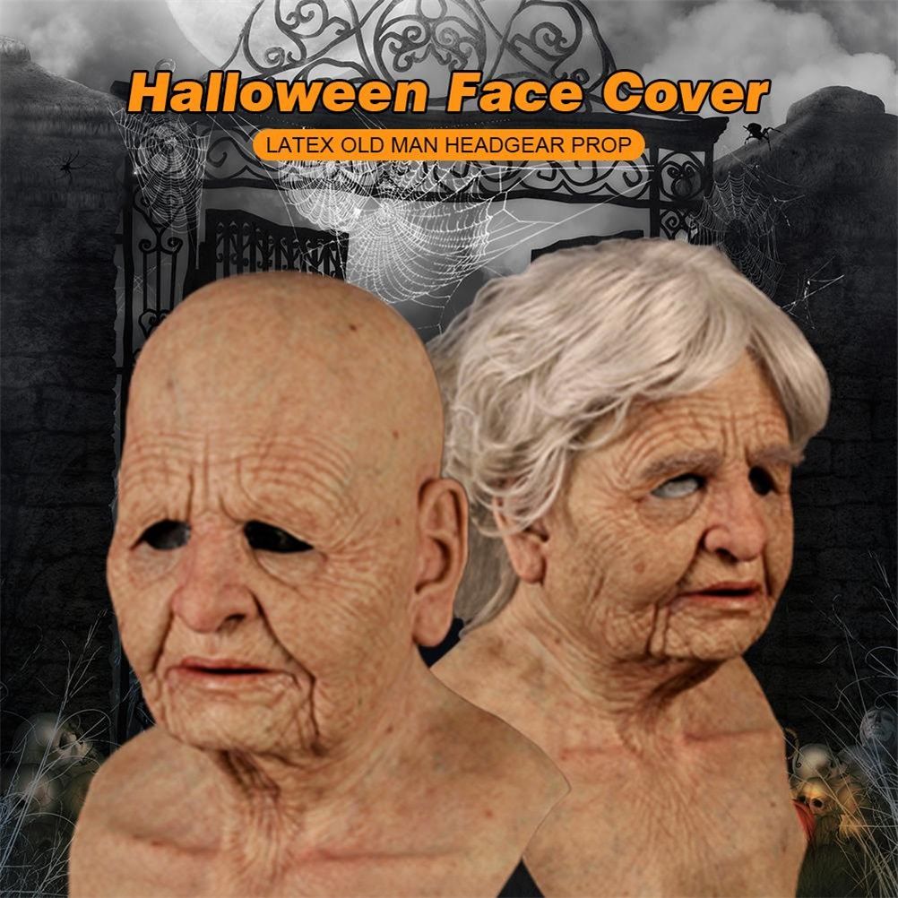Halloween Latex Face Cover Novelty Old Man Horror Heagear for Masquerade Party