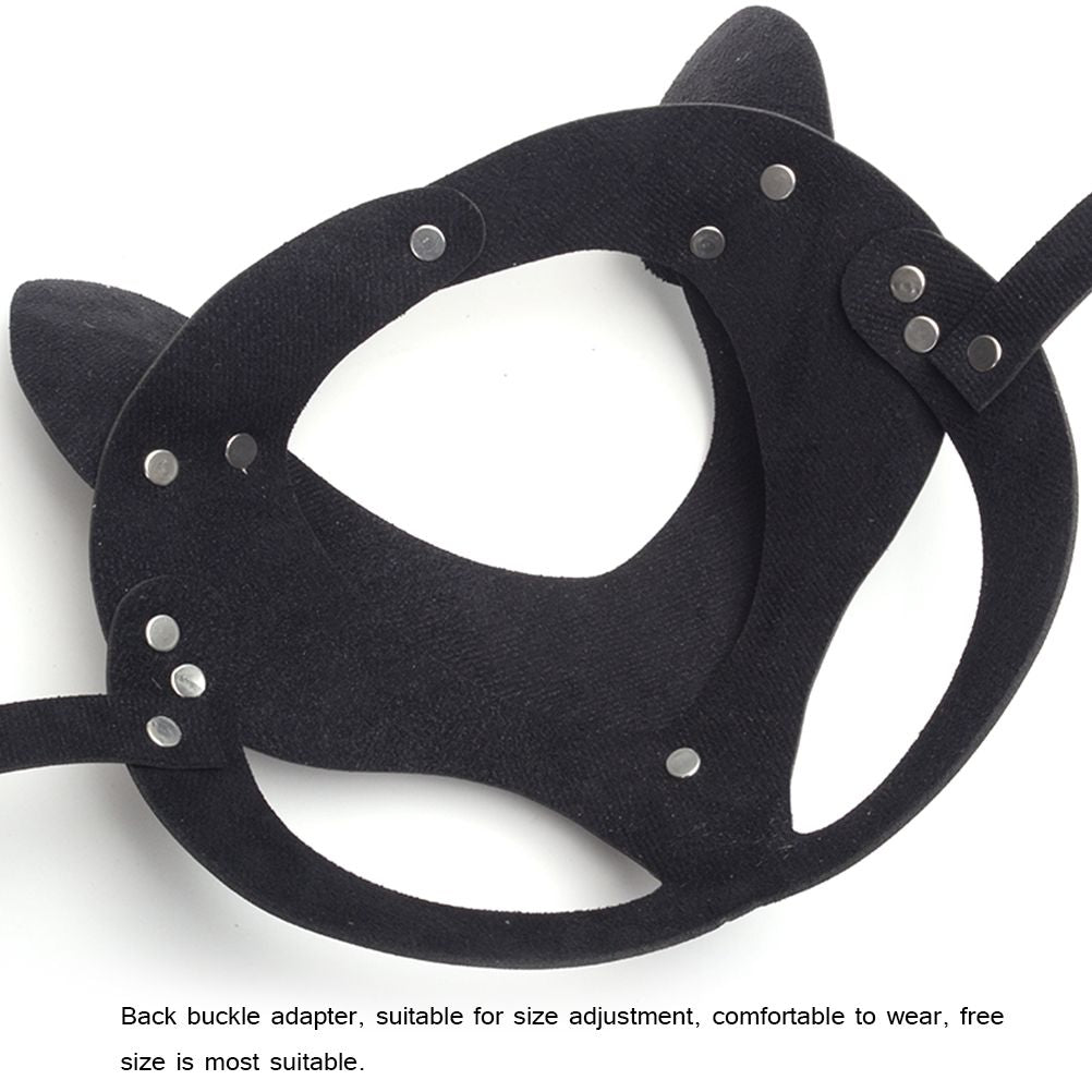 Sexy Leather Cat Face Cover Women Cat Head Face Cover Halloween Carnival Party Cosplay Face Cover