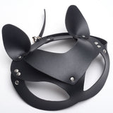 Sexy Leather Cat Face Cover Women Cat Head Face Cover Halloween Carnival Party Cosplay Face Cover - Top-Down View