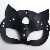 Sexy Leather Cat Face Cover Women Cat Head Face Cover Halloween Carnival Party Cosplay Face Cover - 45-Degree Angle
