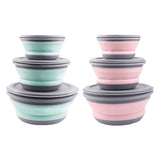 3Pcs Folding Camping Bowl Set Portable Silicone Kitchen Containers for Travel Outdoor Camping - Top-Down View